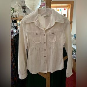 70s starched linen button down